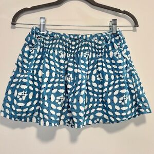 Mini Boden Blue Floral Butterfly Print Corduroy Pull On Skirt Girl 3-4